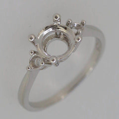 Sterling Silver Semi Mount Ring Setting RD 7x7mm 3 Stones - Syzjewelry