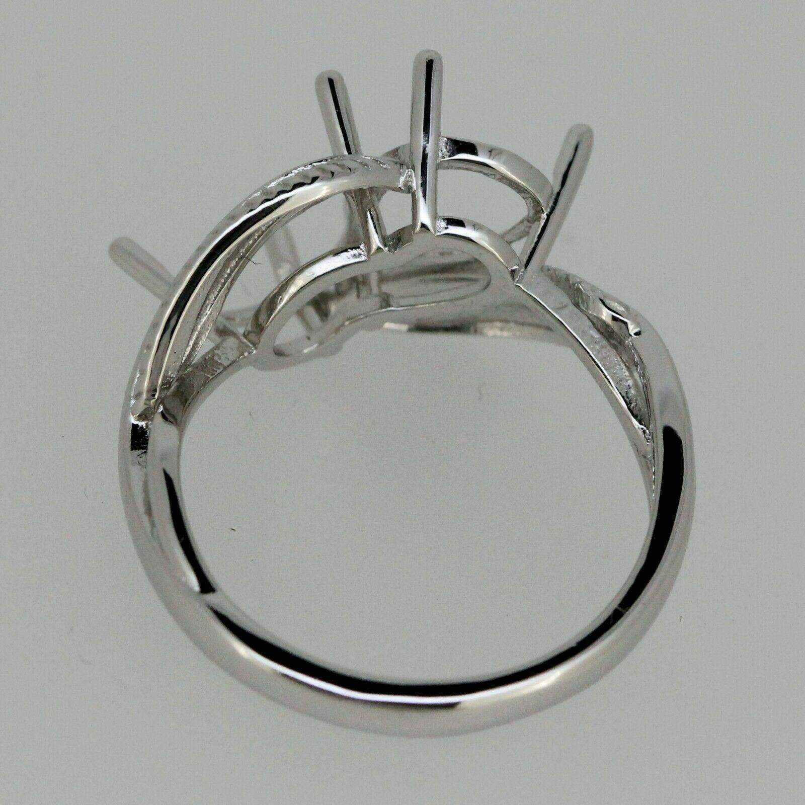 Sterling Silver Semi Mount Ring Setting Pear PE 9x6mm Feather Toi et Moi - Syzjewelry