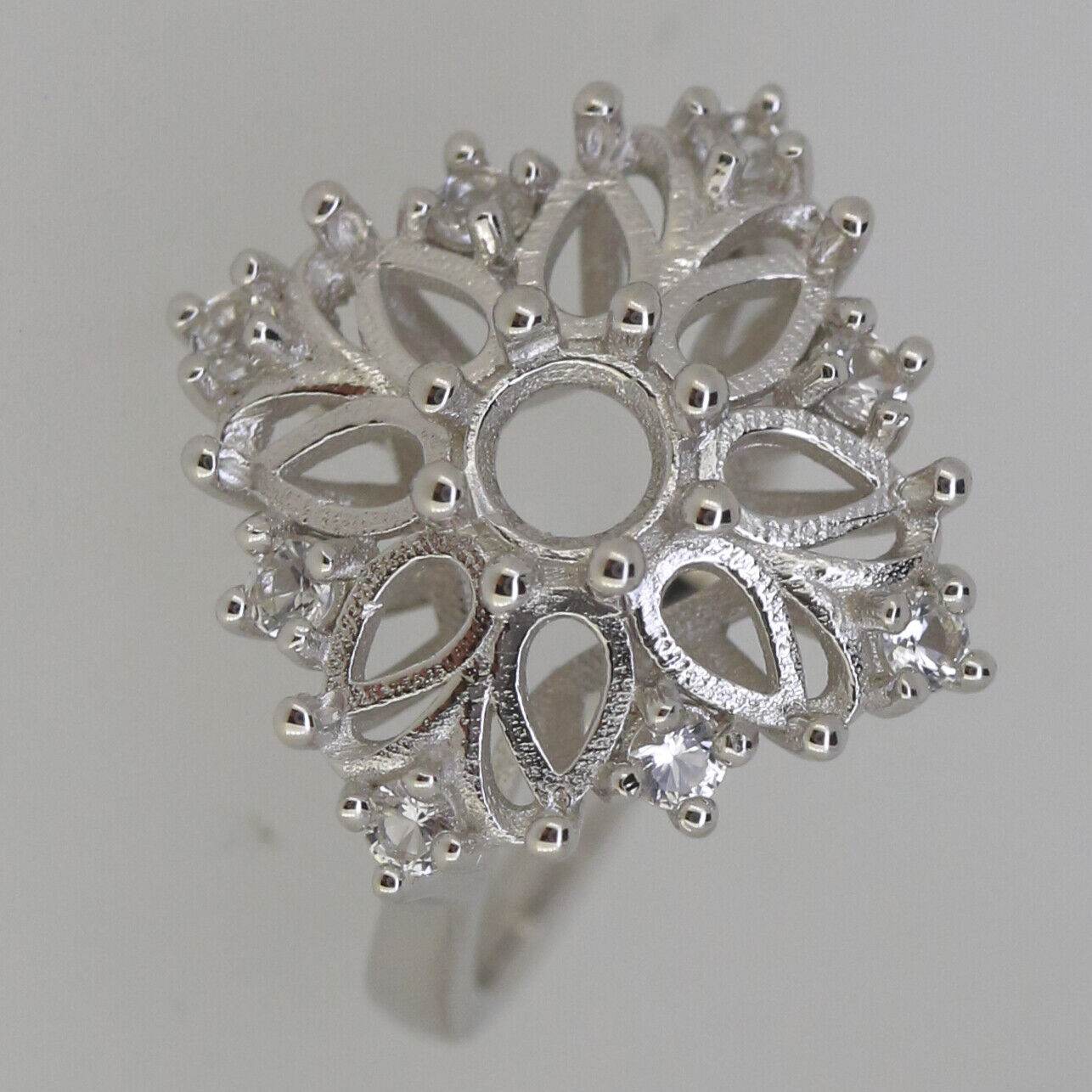 Sterling Silver Semi Mount Ring Setting RD 5x5mm PE 5X3mm Cluster Ring - Syzjewelry