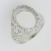 Sterling Silver Semi Mount Ring Setting Oval OV 16x12mm Art Deco Style - Syzjewelry