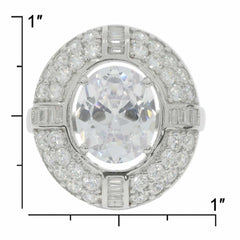 Sterling Silver Semi Mount Ring Setting Oval OV 11X9mm Double Halo - Syzjewelry