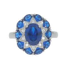 Sterling Silver Semi Mount Ring Setting OV 9x7mm OV 4x3mm Cluster Ring N0361 - Syzjewelry