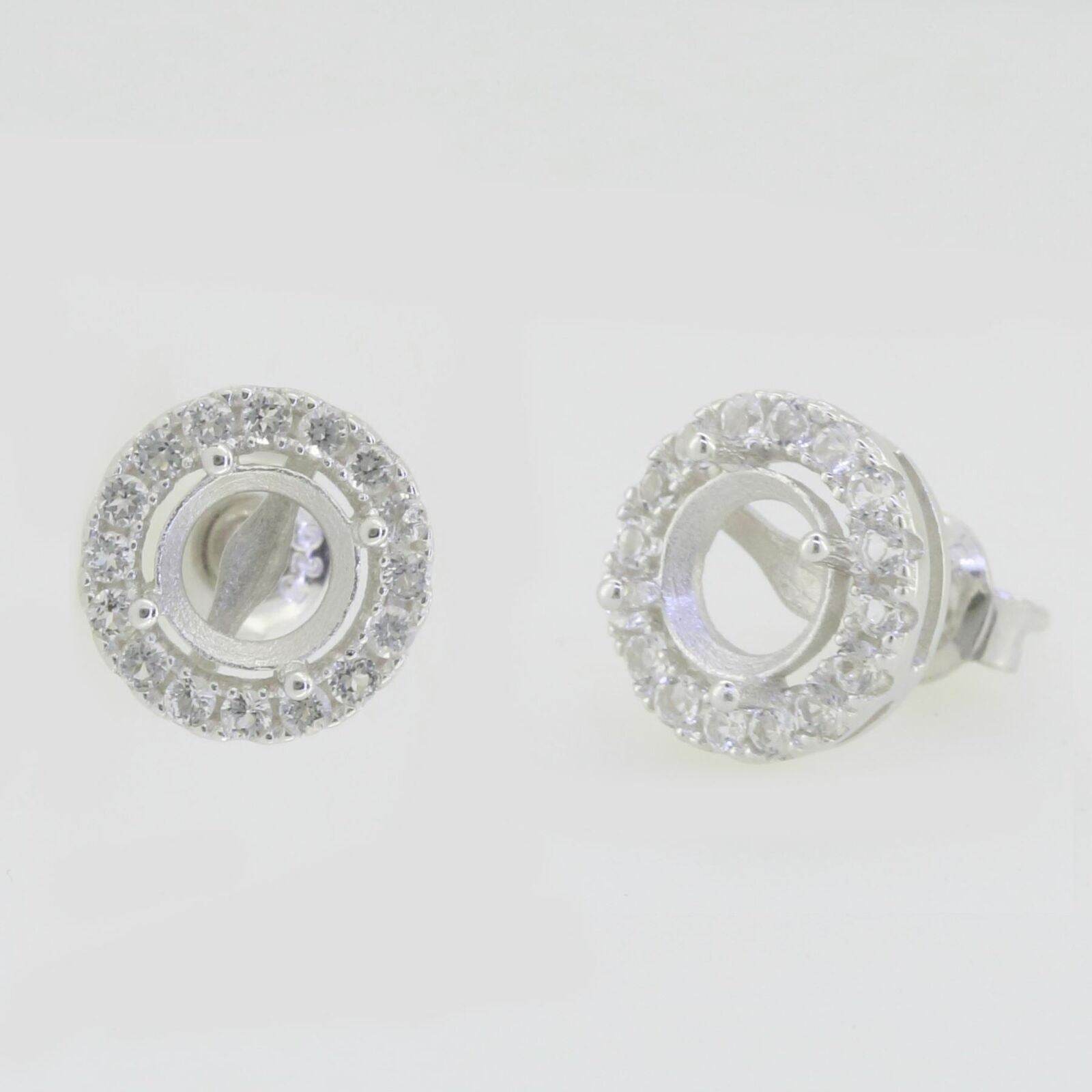 14K White Gold Semi Mount Earrings Setting Round RD 6x6mm Solid - Syzjewelry