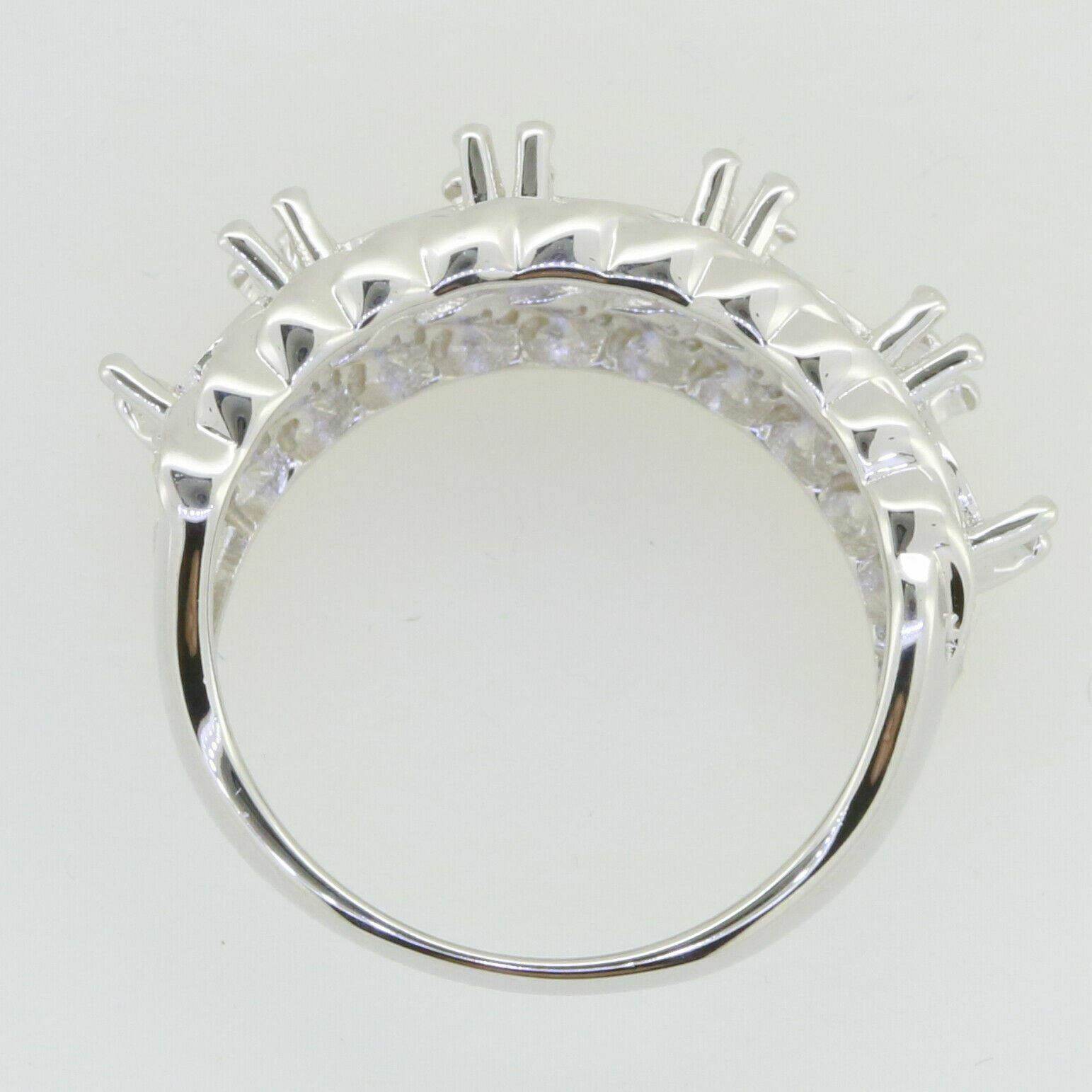 Sterling Silver Semi Mount Ring Setting Round RD 6x6mm 5 Stone Band Design - Syzjewelry