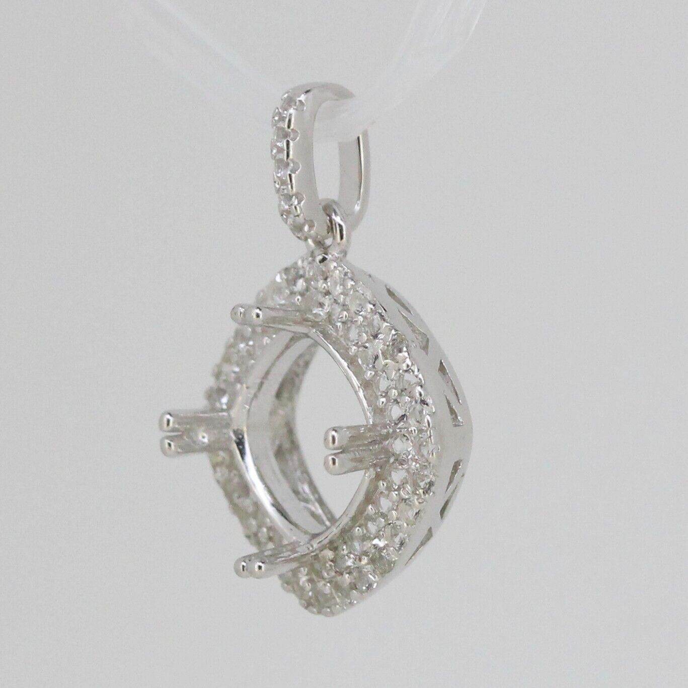 Sterling Silver Semi Mount Pendant Setting Cushion Cu 8x8mm Double Halo Topaz So - Syzjewelry