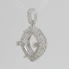 Sterling Silver Semi Mount Pendant Setting Cushion Cu 8x8mm Double Halo Topaz So - Syzjewelry