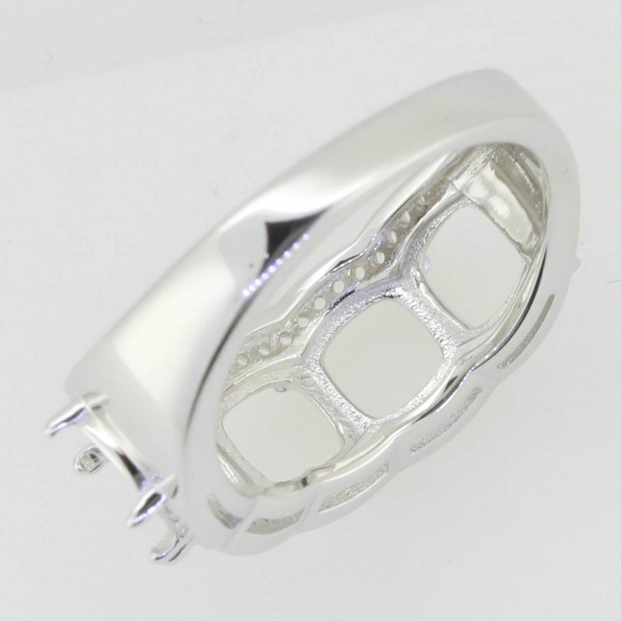 14K White Gold Semi Mount Ring Setting Cushion CU 6x6mm PJC15082R14KW - Syzjewelry