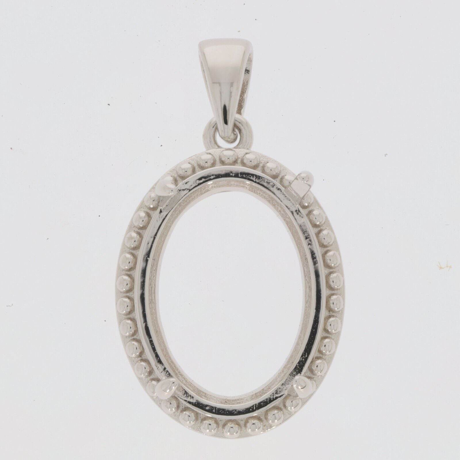 Sterling Silver Semi Mount Pendant Setting Oval OV 16X12mm 16867P - Syzjewelry
