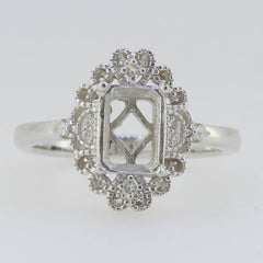 Sterling Silver Semi Mount Ring Setting Emerald OCT 8X6mm White Topaz DK2129 - Syzjewelry