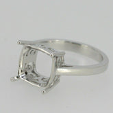 Sterling Silver Semi Mount Ring Setting Cushion Cu10x10mm Vintage Style - Syzjewelry