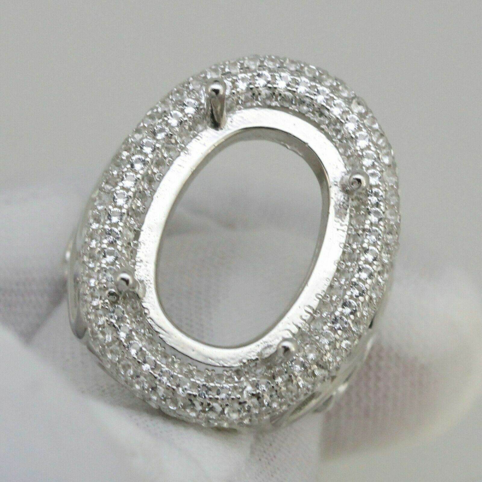 Sterling Silver Semi Mount Ring Setting Oval OV18x13mm White Topaz Double - Syzjewelry