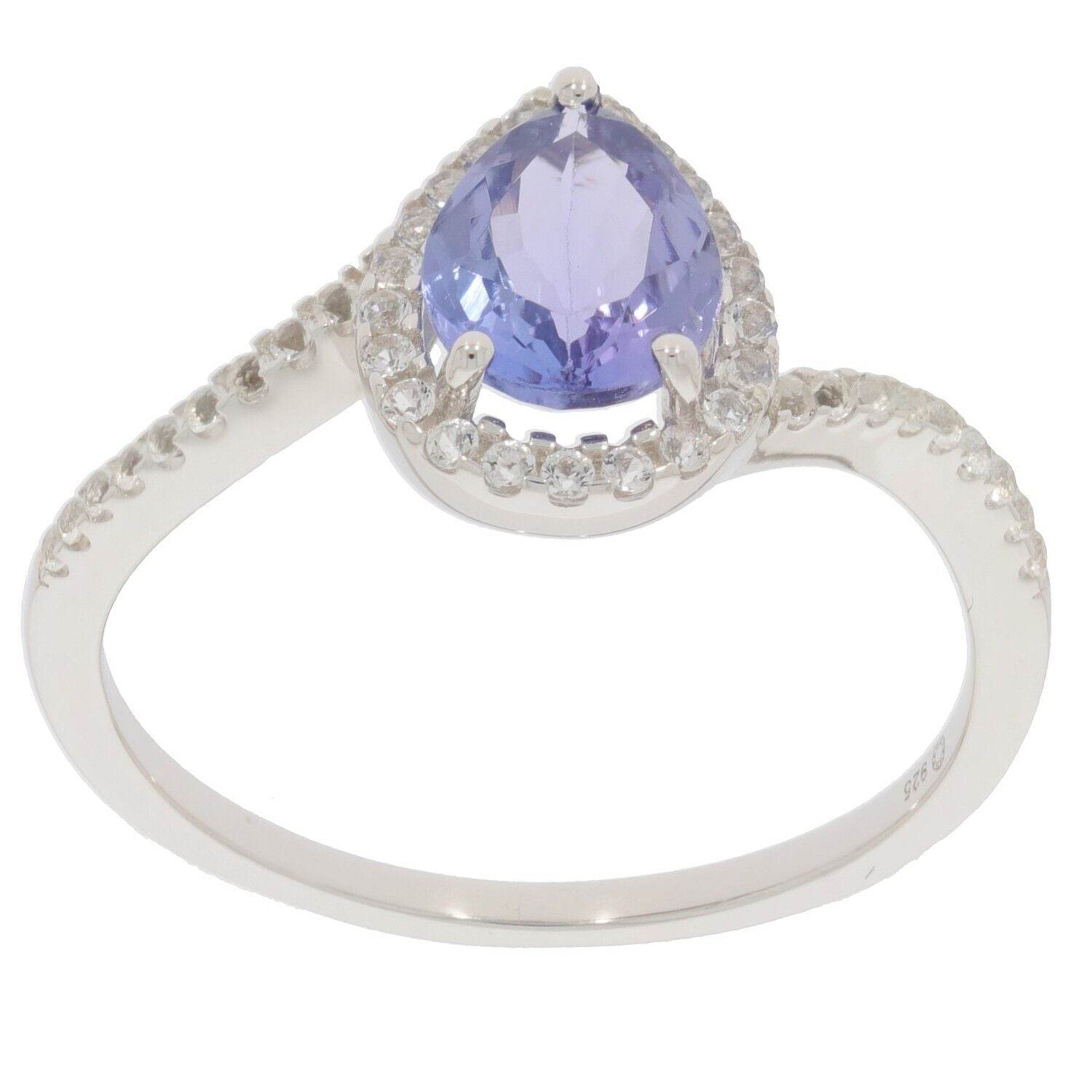 Sterling Silver Semi Mount Ring Setting Pear PE 8x6mm Halo Topaz Delicate - Syzjewelry