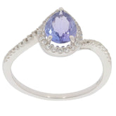 Sterling Silver Semi Mount Ring Setting Pear PE 8x6mm Halo Topaz Delicate - Syzjewelry