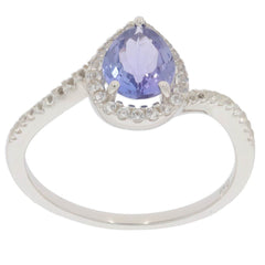 Sterling Silver Semi Mount Ring Setting Pear PE 8x6mm Halo Topaz Delicate - Syzjewelry