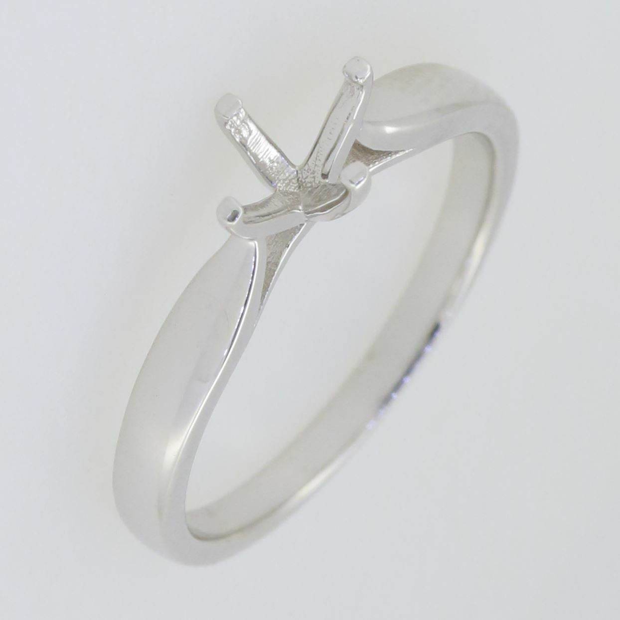 14K White Gold Semi Mount Ring Setting Round RD 6.5mm PJC18555R-1 - Syzjewelry