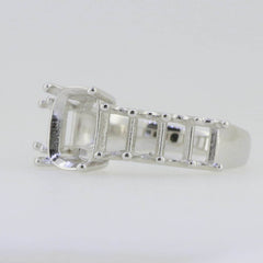Sterling Silver Semi Mount Ring Setting Cushion CU 9x7mm OCT 5x3mm 9 Stones - Syzjewelry