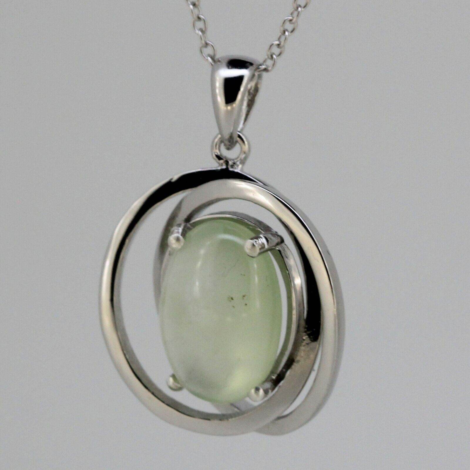 Huge Genuine Natural Prenite Sterling Silver Pendant Apple Theme White Topaz - Syzjewelry