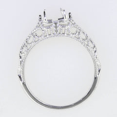 Filigree Sterling Silver Semi Mount Ring Setting Cushion CU 7x7mm Vintage - Syzjewelry