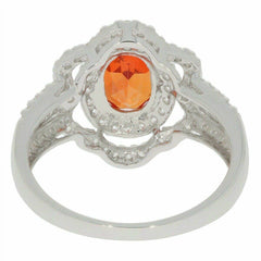 Sterling Silver Semi Mount Ring Setting OV 8x6mm White Topaz Double Halo - Syzjewelry