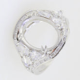 Sterling Silver Semi Mount Ring Setting Oval OV 15X12mm White Topaz - Syzjewelry