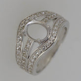 Sterling Silver Semi Mount Ring Setting Oval OV 9x7mm White Topaz - Syzjewelry