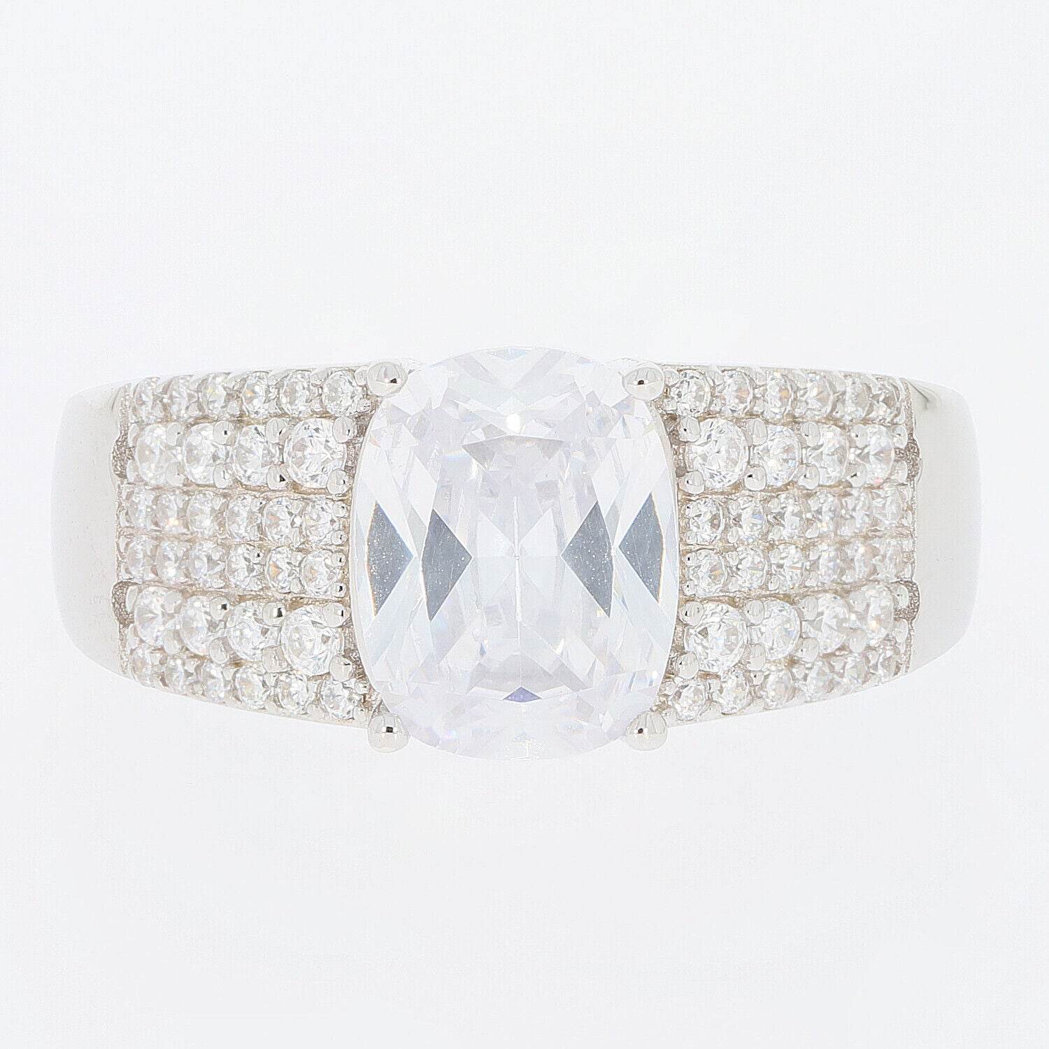 Sterling Silver Semi Mount Ring Setting Cushion CU 9x7mm White Topaz - Syzjewelry