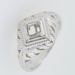 Sterling Silver Semi Mount Ring Setting Emerald OCT 5x5mm - Syzjewelry