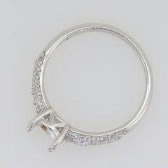 Sterling Silver Semi Mount Ring Setting Rd 6.5x6.5mm Solitaire Engagement - Syzjewelry