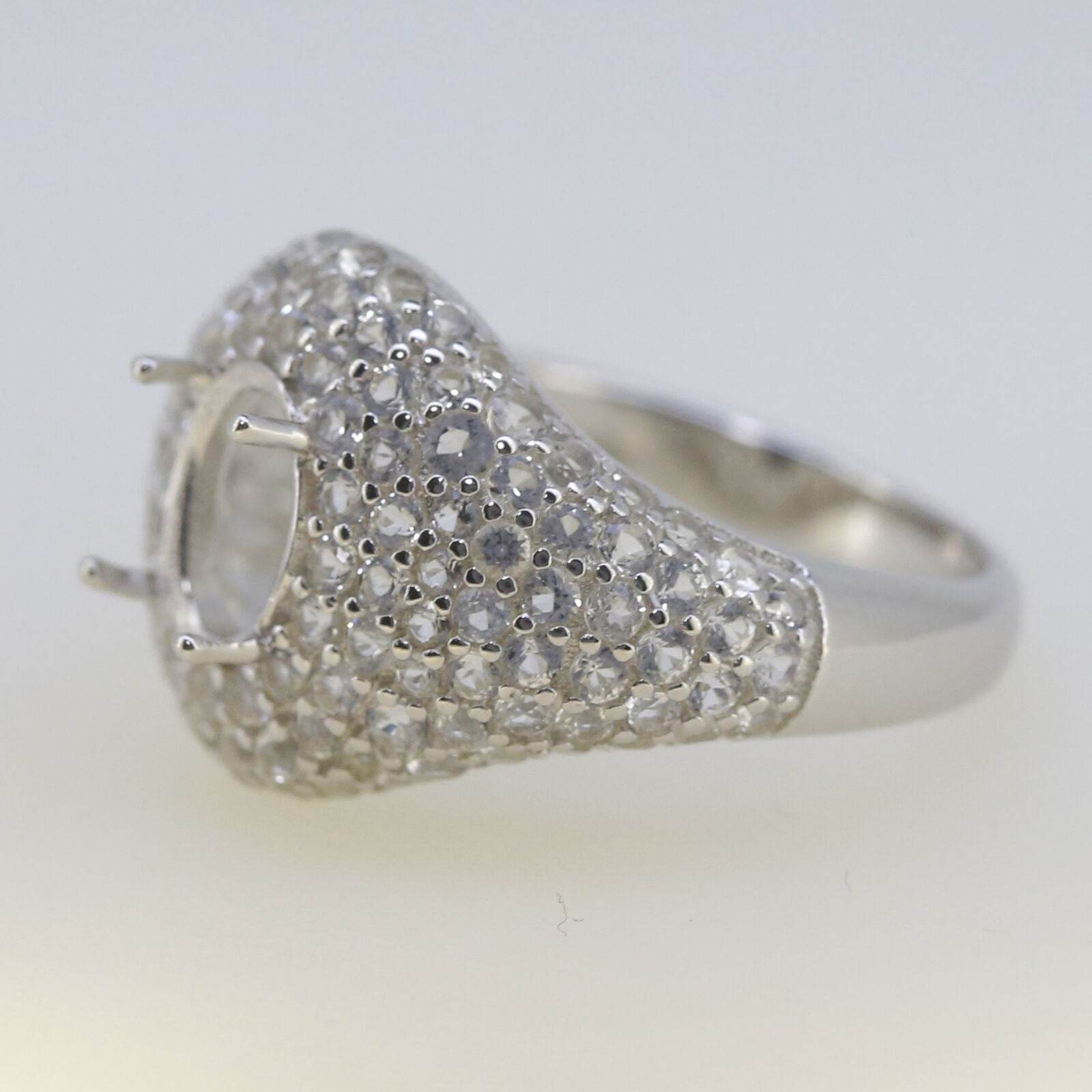 Sterling Silver Semi Mount Ring Setting OV 8X6mm white topaz White Top - Syzjewelry