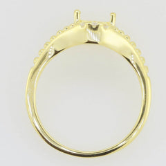 14K Yellow Gold & Diamond Semi Mount Ring Setting Oval OV 9x7mm - Syzjewelry