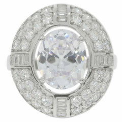 Sterling Silver Semi Mount Ring Setting Oval OV 11X9mm Double Halo - Syzjewelry