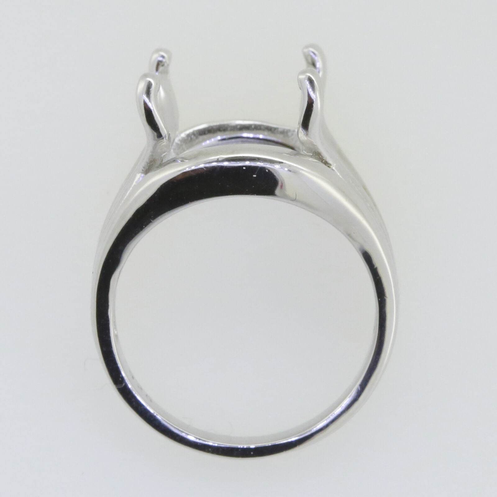 Sterling Silver Semi Mount Ring Setting Emerald OCT 16x12mm Scissor Cut Tourmali - Syzjewelry