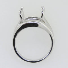 Sterling Silver Semi Mount Ring Setting Emerald OCT 16x12mm Scissor Cut Tourmali - Syzjewelry