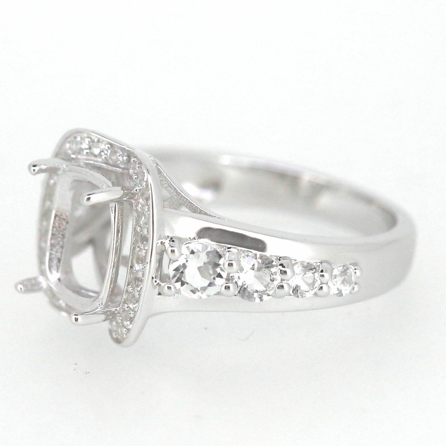 14K White Gold Semi Mount Ring Setting Cushion CU 9X7mm DK20962R14KW - Syzjewelry