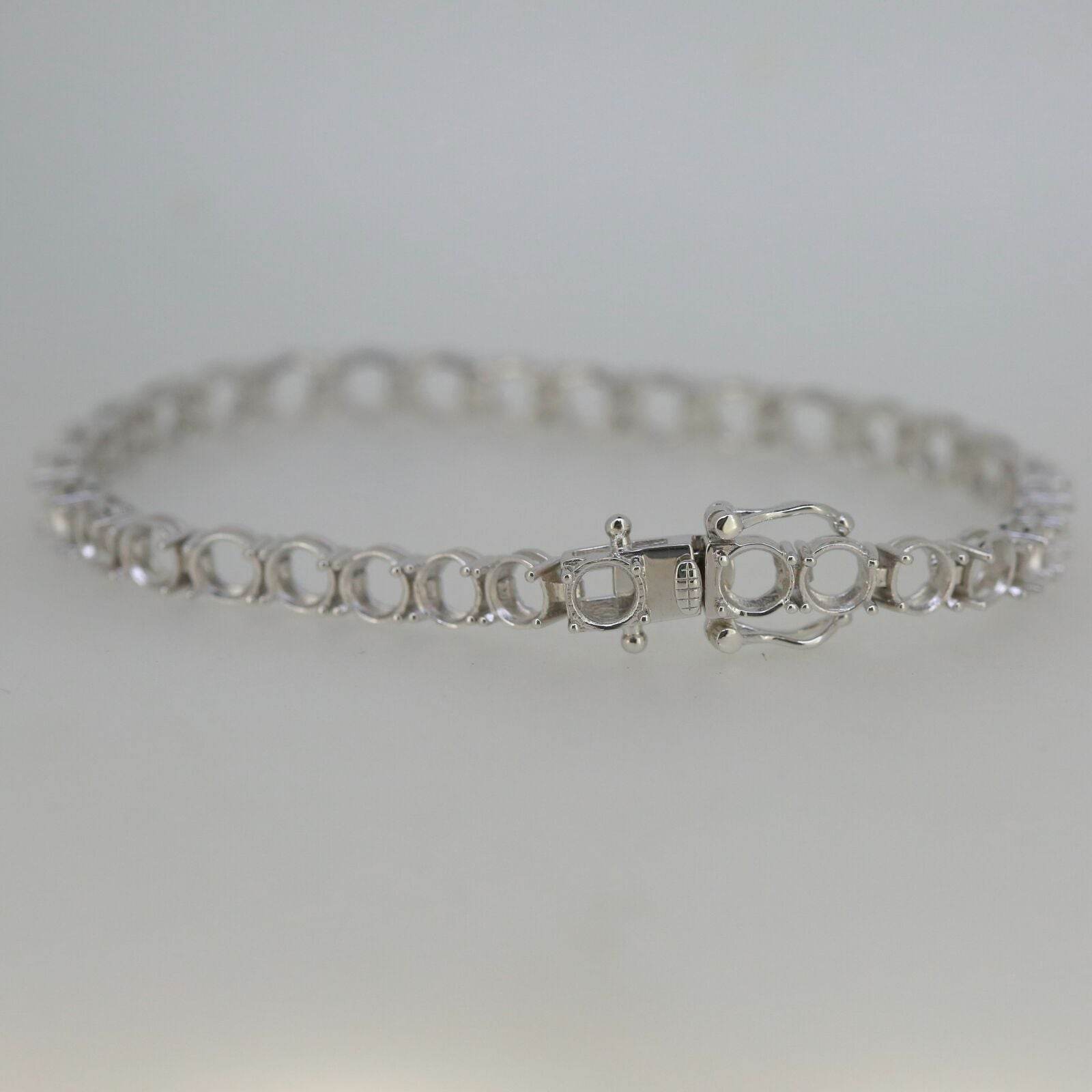 Sterling Silver Semi Mount Tennis Bracelet Setting RD 5x5mm - Syzjewelry