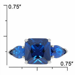 Sterling Silver Semi Mount Ring Setting Cushion Cu 10x10mm PE 7x5 3 Stone - Syzjewelry