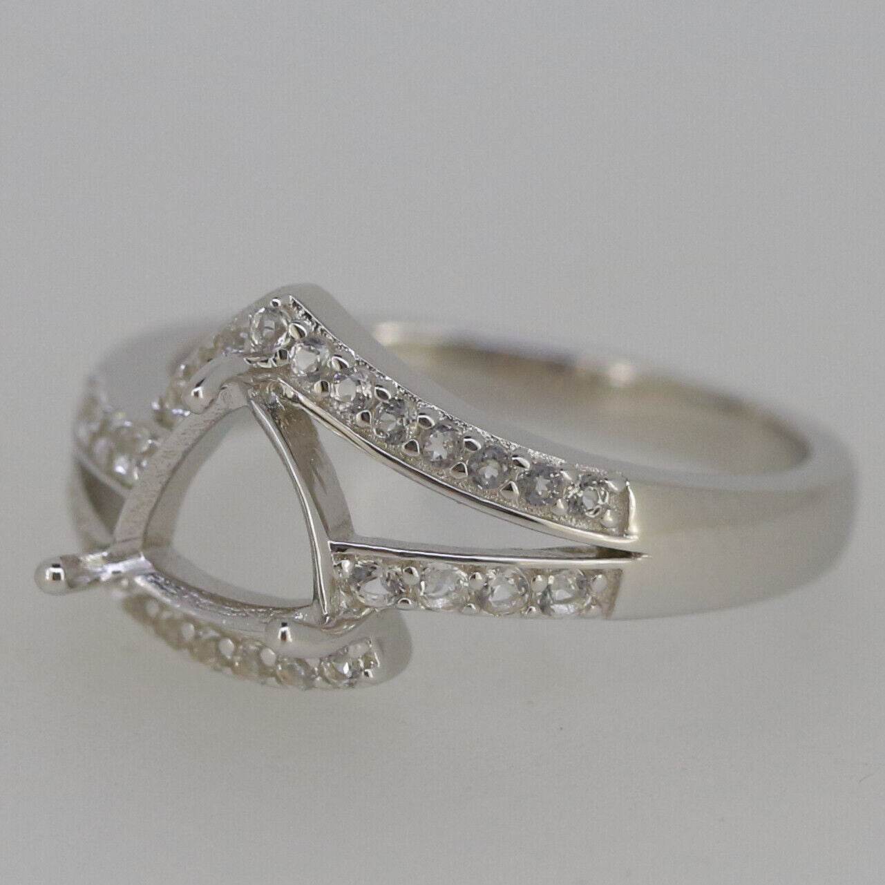Sterling Silver Semi Mount Ring Setting Trillion Tri 7x7mm White Topaz - Syzjewelry