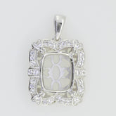 14K White Gold Semi Mount Pendant Setting Cushion CU 12X10mm Solid - Syzjewelry