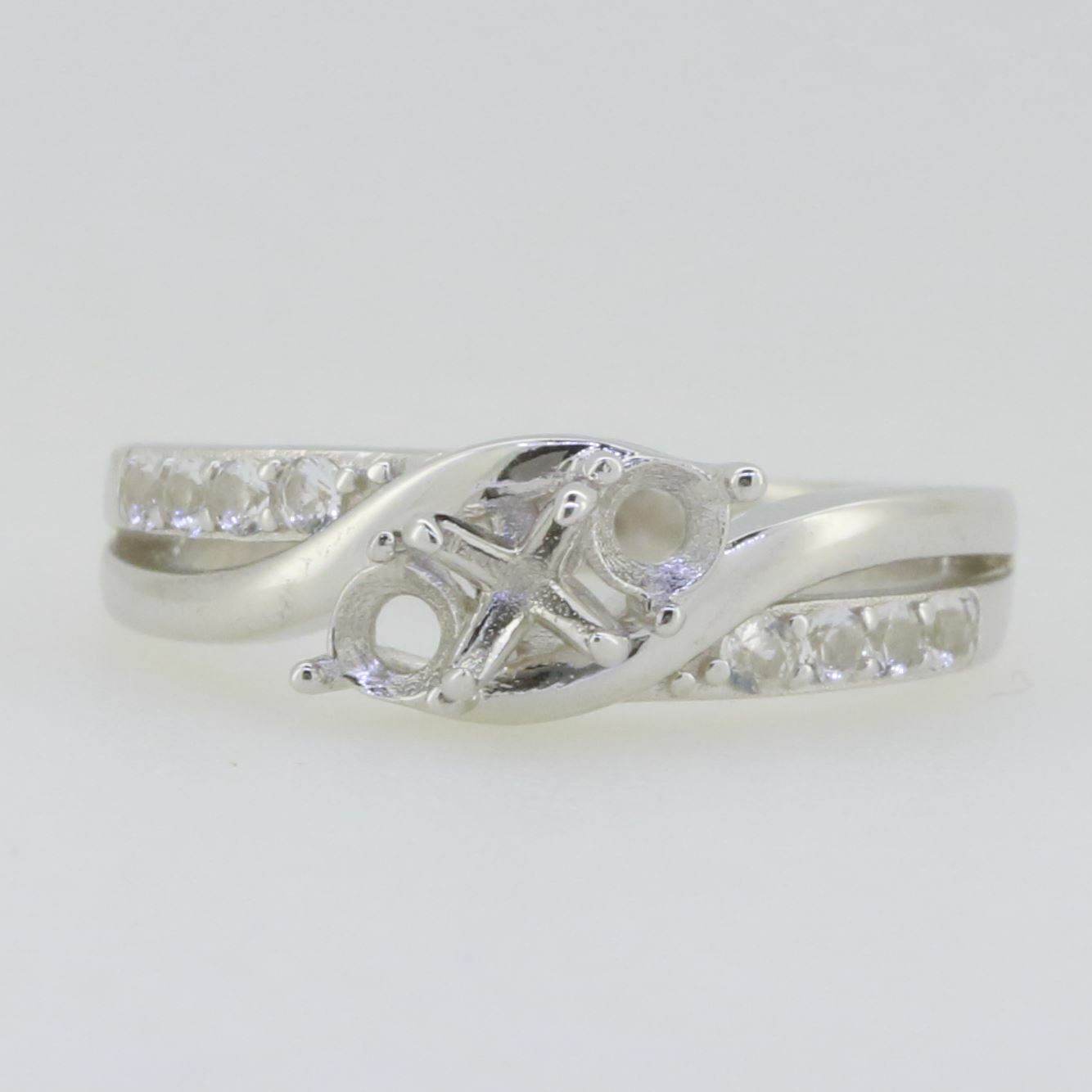 14K White Gold Semi Mount Ring Setting Round RD 4x4mm - Syzjewelry