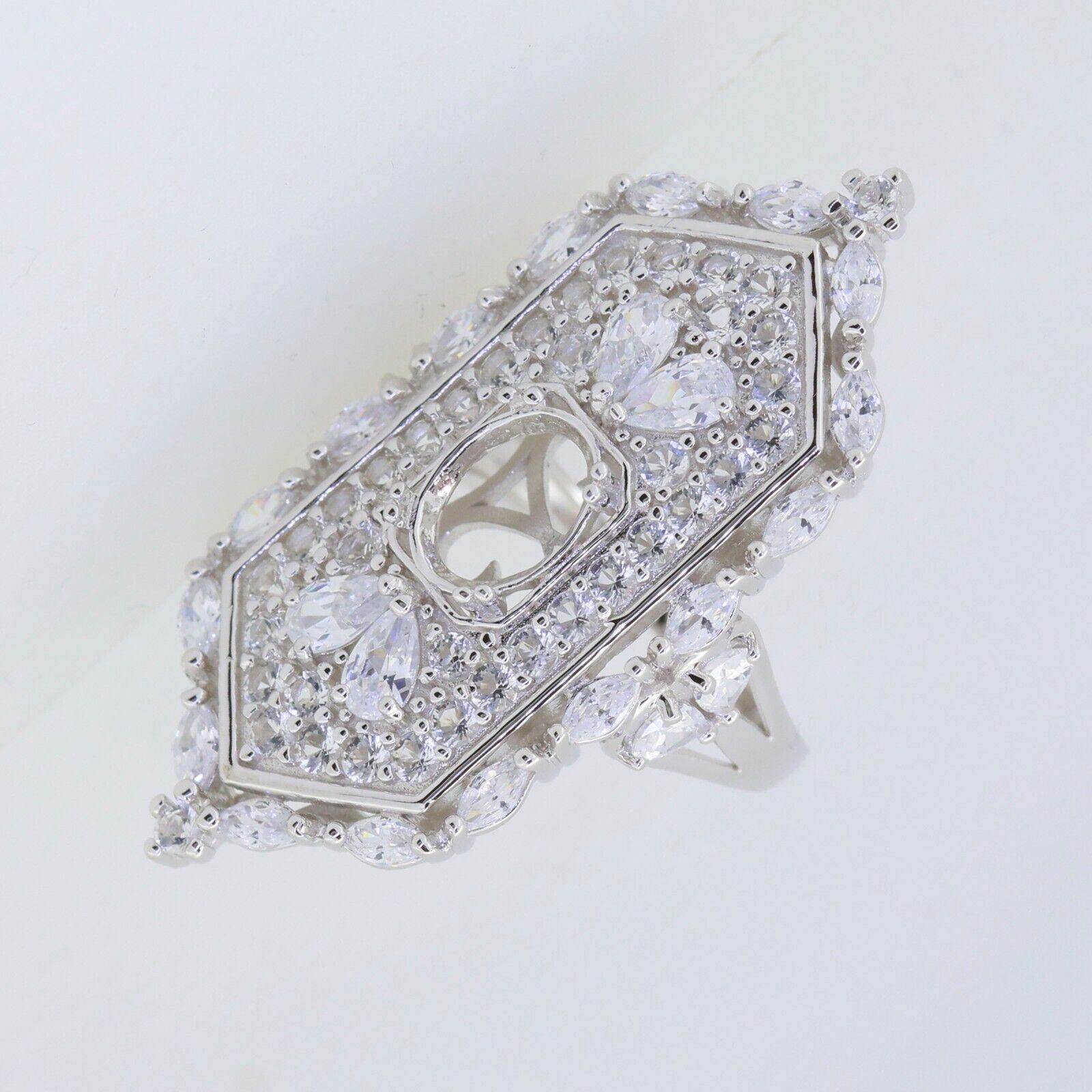 Sterling Silver Semi Mount Ring Setting Oval OV 9x7mm PJC6130R - Syzjewelry