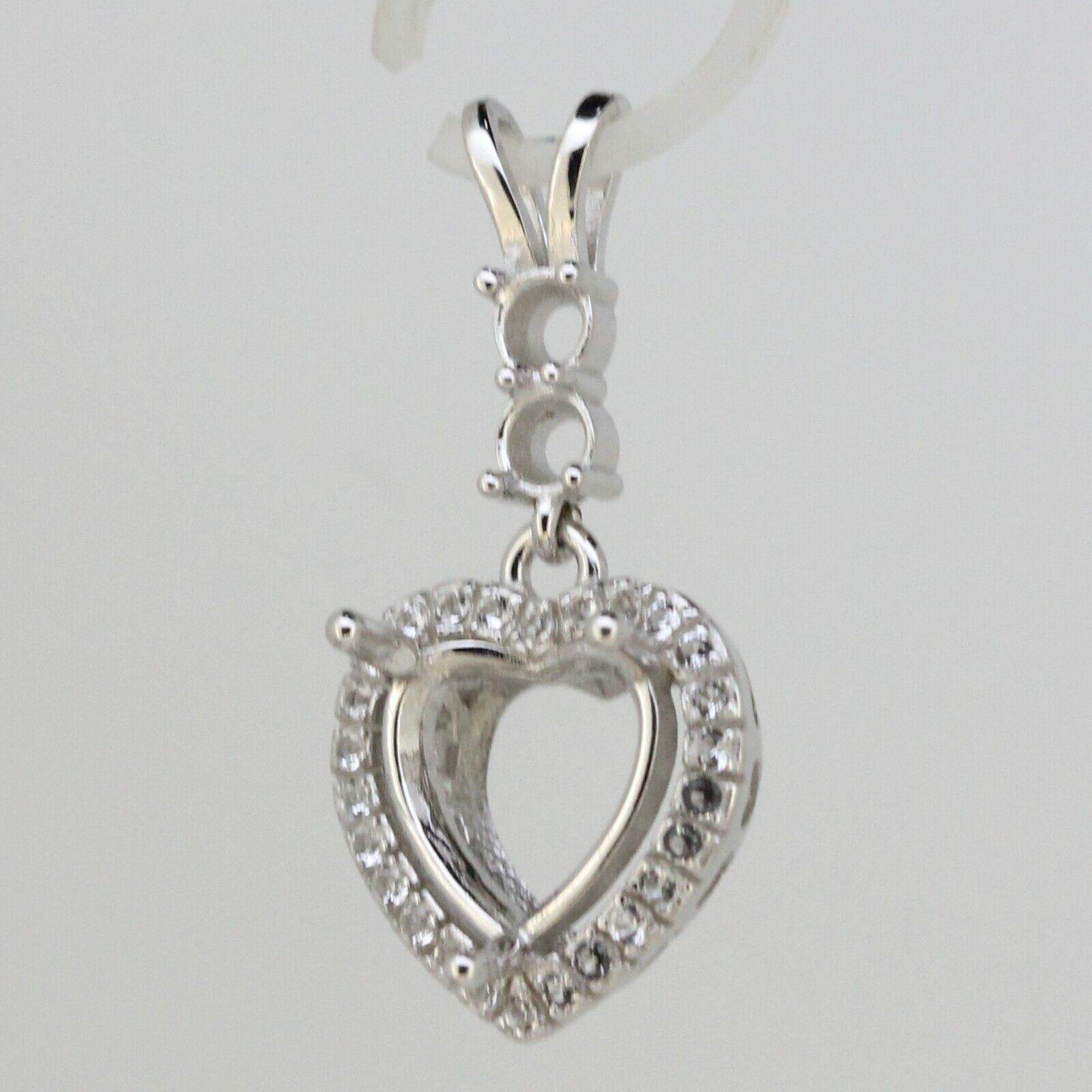 Sterling Silver Semi Mount Pendant Setting Heart HT 10x10mm RD 3.5mm White Topaz - Syzjewelry