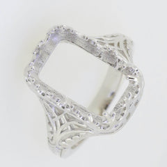 Sterling Silver Semi Mount Ring Setting Emerald OCT 16X10mm Art Deco Vintage Style - Syzjewelry