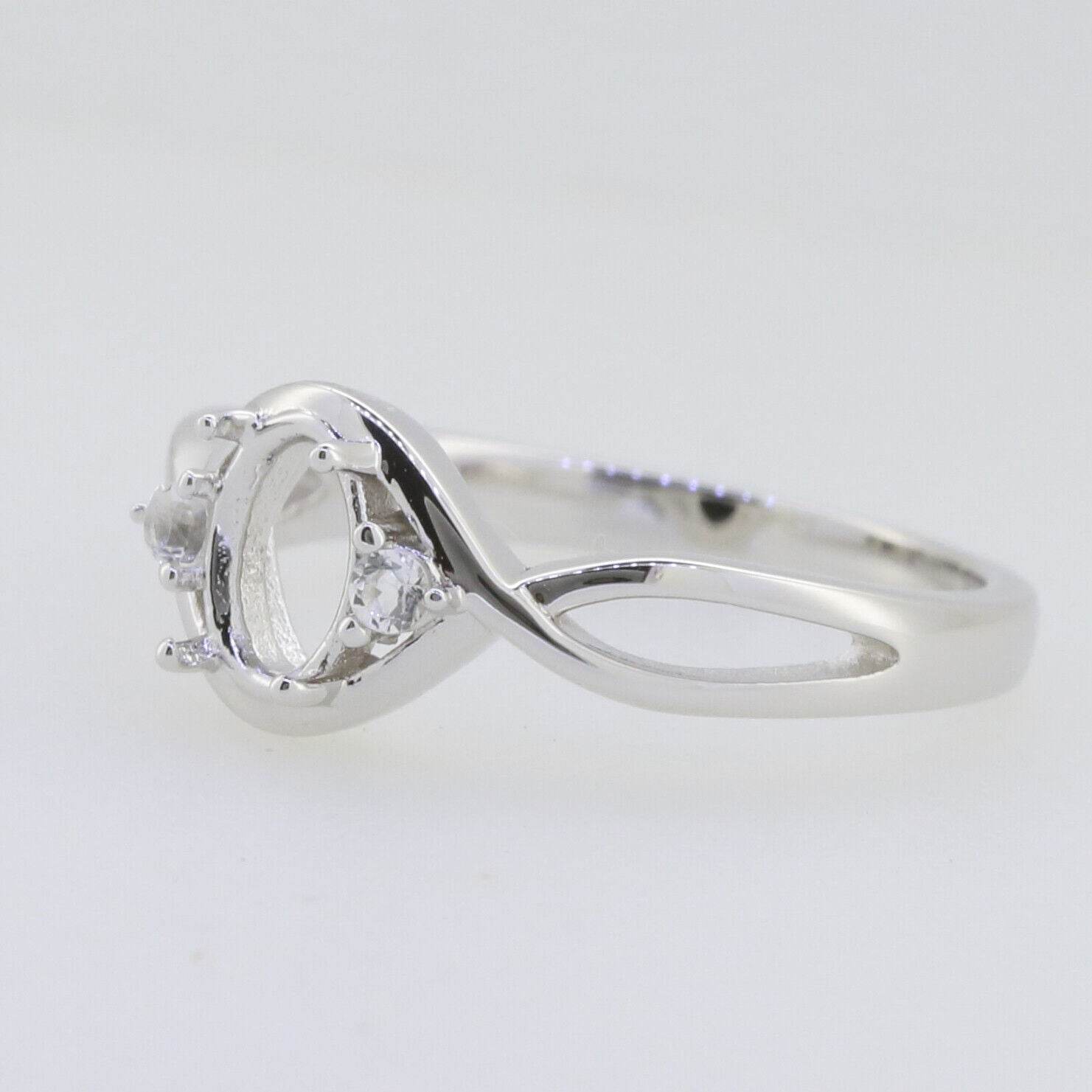 Sterling Silver Semi Mount Ring Setting Oval OV 7x5mm Twisted Shank Wh - Syzjewelry