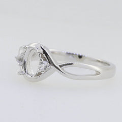 Sterling Silver Semi Mount Ring Setting Oval OV 7x5mm Twisted Shank Wh - Syzjewelry