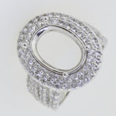 Sterling Silver Semi Mount Ring Setting Oval OV 14x10mm Halo Split Shank - Syzjewelry