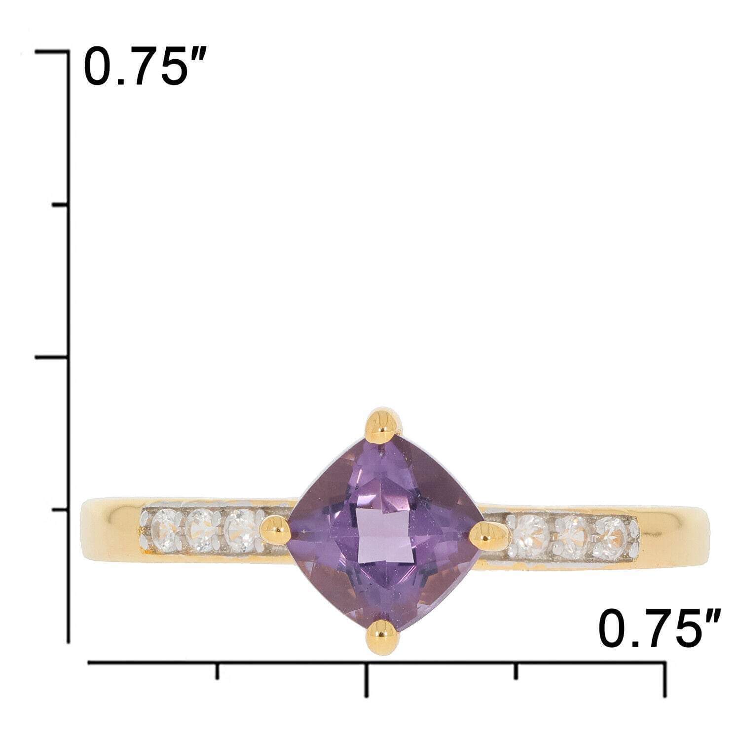 Yellow Gold Plated Sterling Silver Semi Mount Ring Setting Cushion CU 6x6mm White Topaz Accent - Syzjewelry