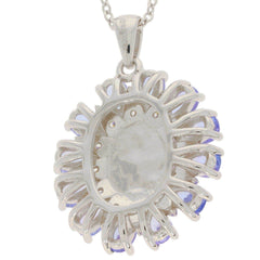 Sterling Silver Semi Mount Pendant Setting Oval OV 10X8mm PE 6x4mm Cabochon Halo - Syzjewelry