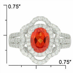 Sterling Silver Semi Mount Ring Setting OV 8x6mm White Topaz Double Halo - Syzjewelry