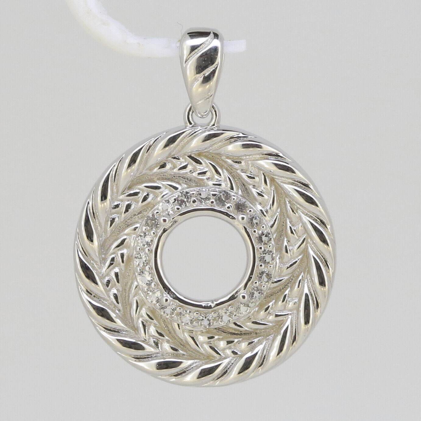 Sterling Silver Semi Mount Pendant Setting Round RD 9x9mm White Topaz KS - PJC - Syzjewelry