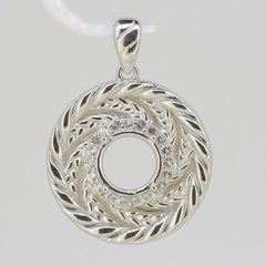 Sterling Silver Semi Mount Pendant Setting Round RD 9x9mm White Topaz KS - PJC - Syzjewelry